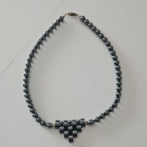 Elegant Metal Gray Beaded Necklace